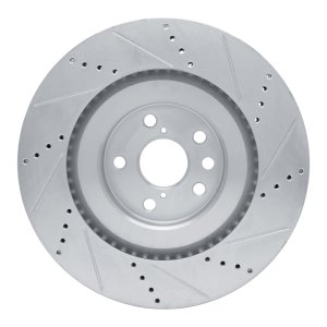 Lexus RC300 Brake Rotor (1) - Front Left - R1 Concepts - Drilled & Slotted - Silver - `13-`25